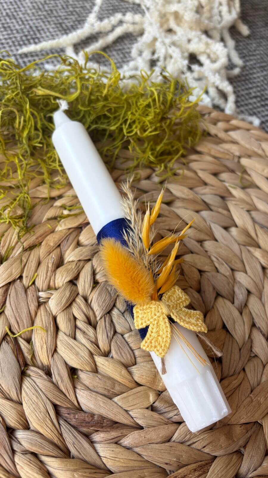 Λαμπάδα με μικρό κερί μπλε και κίτρινο