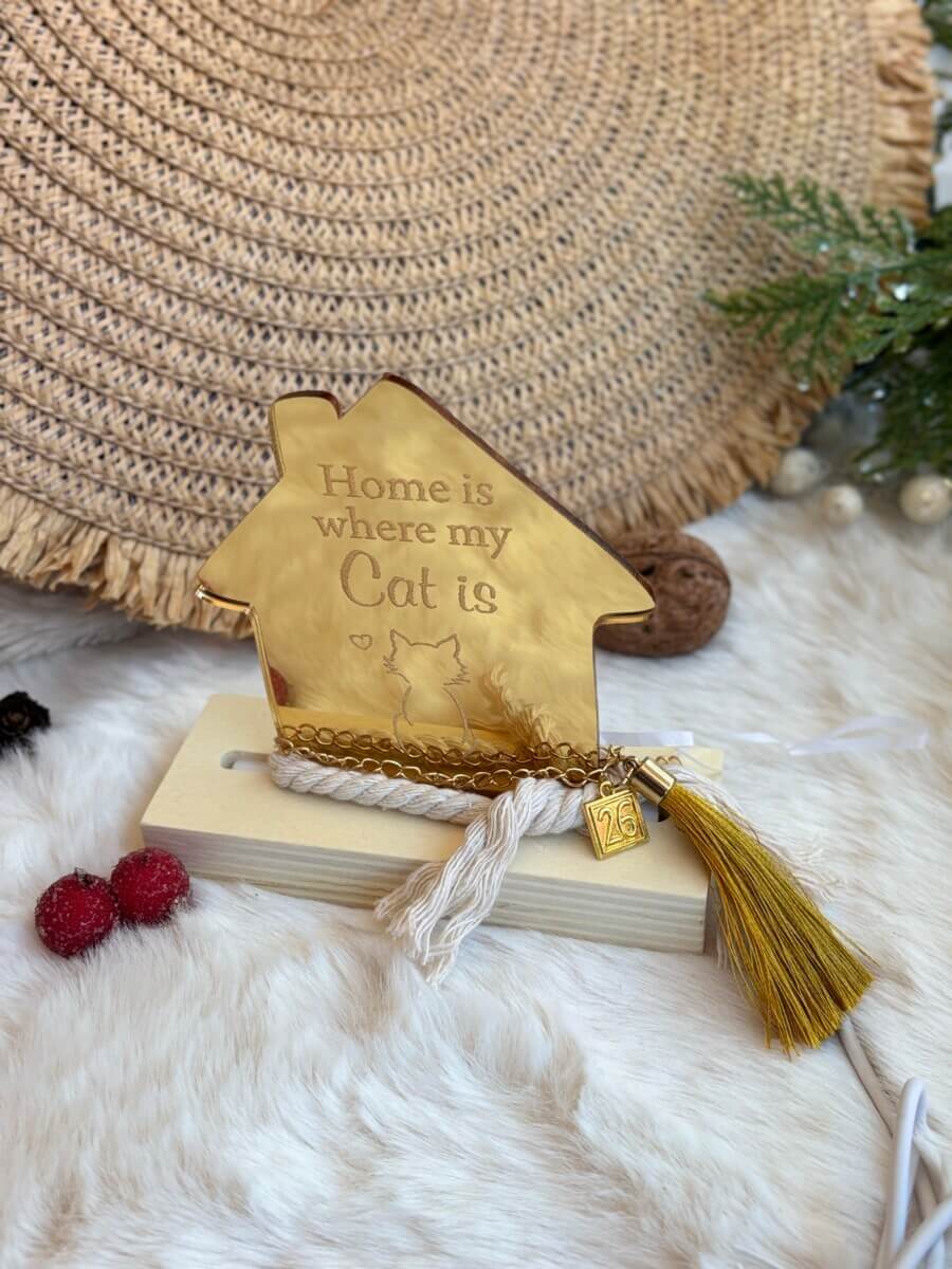 Γούρι με γάτα και βάση led