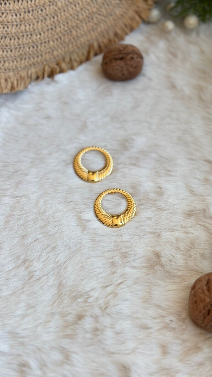 Ατσάλινα σκουλαρίκια σχέδιο γραμμωτό