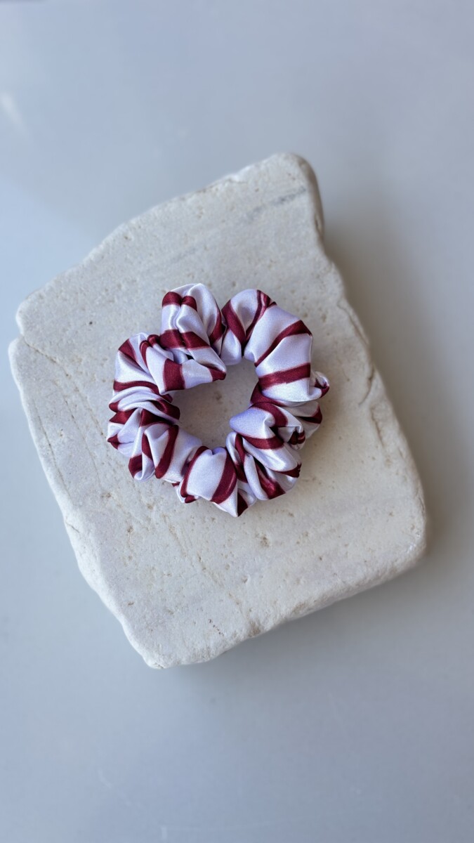 Χειροποίητο scrunchie red stripes petite